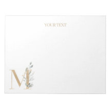 M Monogram Blommigt Personlig Anteckningsblock