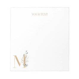 M Monogram Blommigt Personlig Anteckningsblock