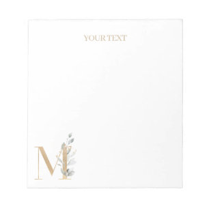 M Monogram Blommigt Personlig Anteckningsblock