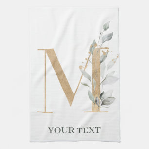 M Monogram Blommigt Personlig Kökshandduk