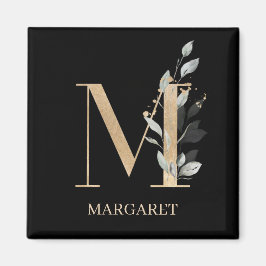 M Monogram Blommigt Personlig Magnet