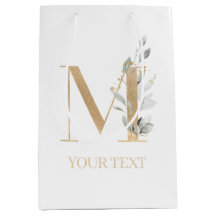 M Monogram Blommigt Personlig Medium Gift Bag