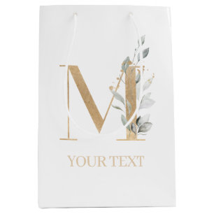 M Monogram Blommigt Personlig Medium Gift Bag