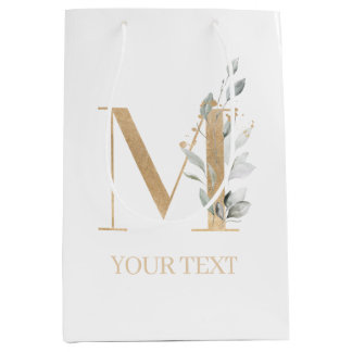 M Monogram Blommigt Personlig Medium Gift Bag