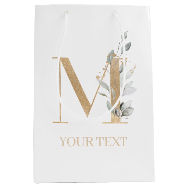 M Monogram Blommigt Personlig Medium Gift Bag (Framsidan)