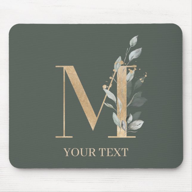 M Monogram Blommigt Personlig Mouse Pad Musmatta (Framsidan)