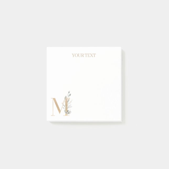 M Monogram Blommigt Personlig Notes Post-it Block (Framsida)