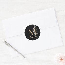 M Monogram Blommigt Personlig Runt Klistermärke