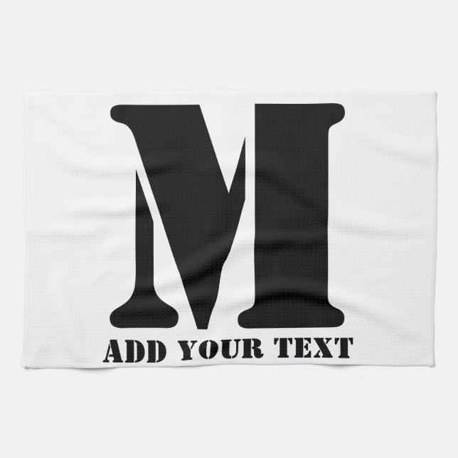 M Monogram enkel modern, minimalistisk Personlig Kökshandduk (Horisontell)