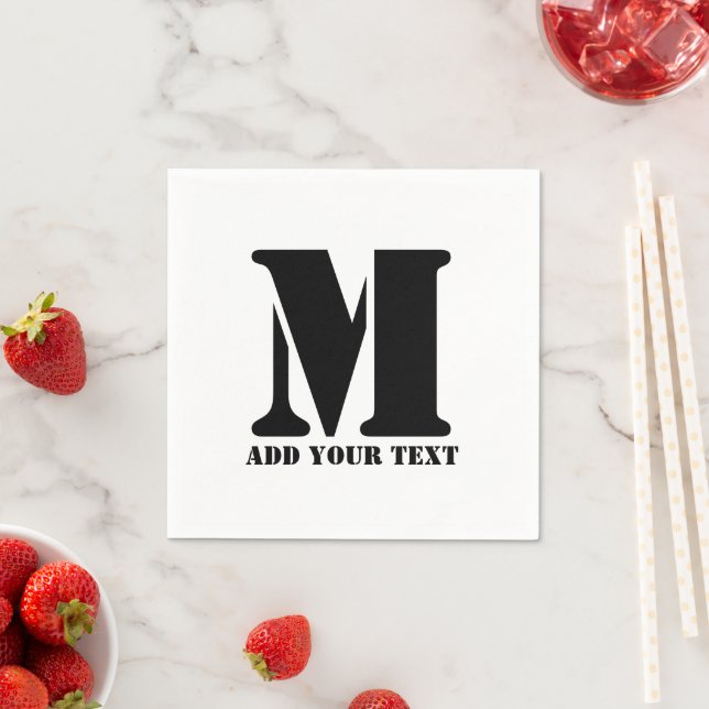 M Monogram enkel modern, minimalistisk Personlig Pappersservett (Insitu)