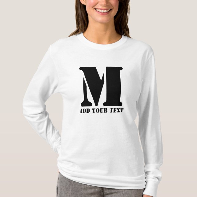 M Monogram enkel modern, minimalistisk Personlig T Shirt (Framsida)