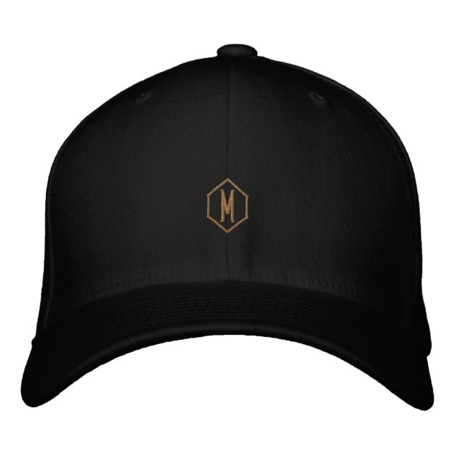 M Monogram Initial Kombinerar Klassisk Flexfit Ull Broderad Keps (Framsida)