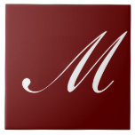 M Monogram initial White på Mörk Red Kakelplatta<br><div class="desc">Classic White Brev Monogram på Maron Background,  M.</div>