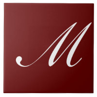 M Monogram initial White på Mörk Red