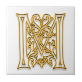 M Monogram "Irish Guld" Ceramic Tile Kakelplatta