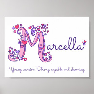 M monogram konst Marcella flicknamn betydelse affi Poster