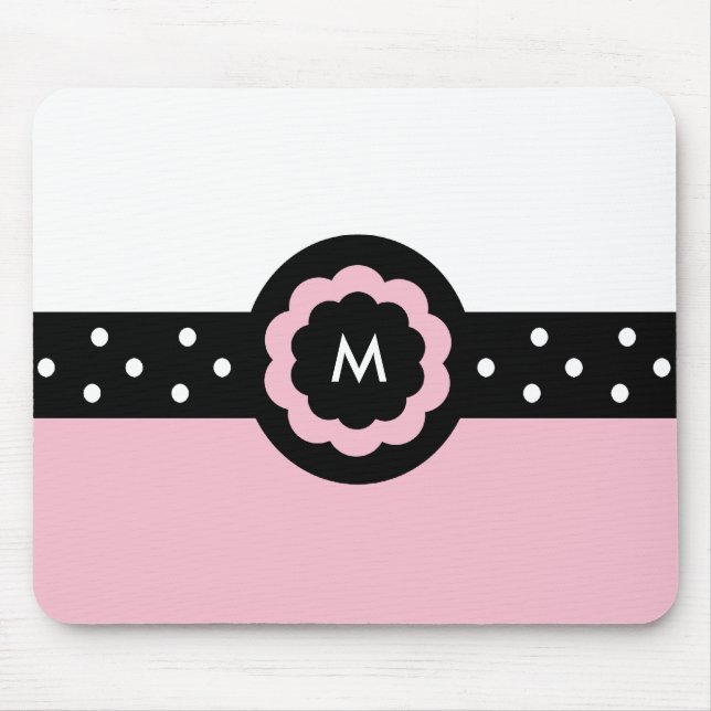 M: Monogram M Dold Rosa & White Mousepad Musmatta (Framsidan)