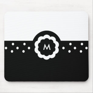 M: Monogram M Doted Black & White Mousepad Musmatta