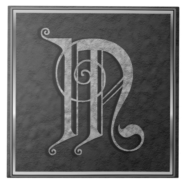 M Monogram "Medieval Grått Stone" keramiskt platto Kakelplatta (Framsidan)