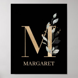 M Monogram-Personlig för Blommigt Poster