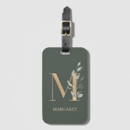 M Monogram Personlig Luggage Tag för Blommigt Bagagebricka