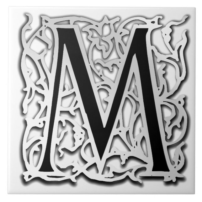 M Monogram "Silver Besque" keramiskt plattor Kakelplatta (Framsidan)
