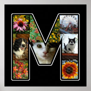 M Monogram Skapar ditt eget 9 fotokollage svart Poster
