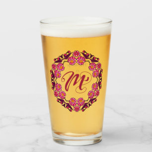M Monogram Söt Boho Blommigt Cottage Bridesmaid Glaskopp