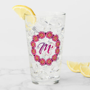 M Monogram Söt Boho Blommigt Cottage Girly Cute Glaskopp