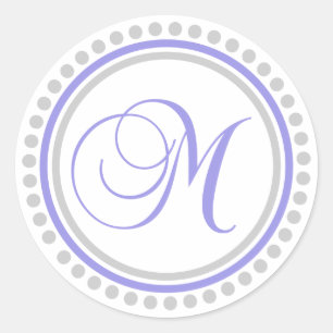 M Monogram (Violet Lila/Silver Dot Circle) Runt Klistermärke