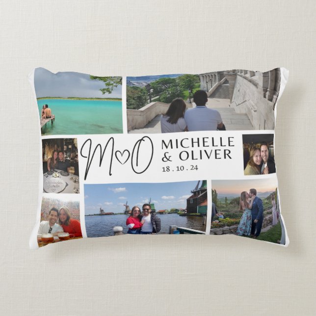 M+O-Bröllopsdag Prydnadskudde (Framsidan)