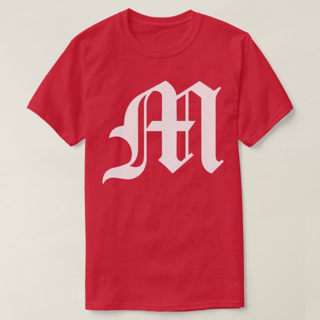 M Old English Initial White Brev M T Shirt (Design framsida)