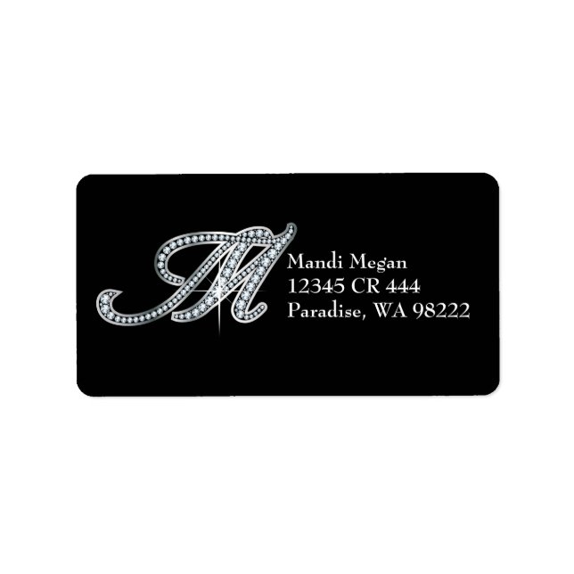 M-skript "Diamond Bling" Adressetikett (Framsidan)