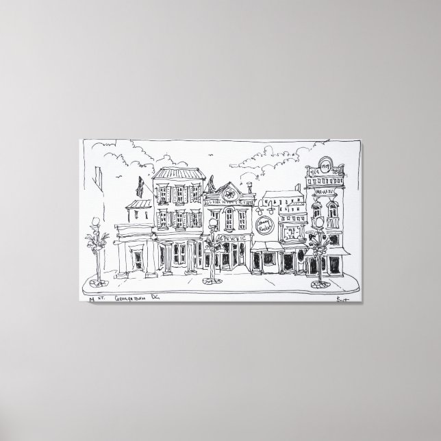 M Street i Georgetown, Washington DC. Canvastryck (Framsida)