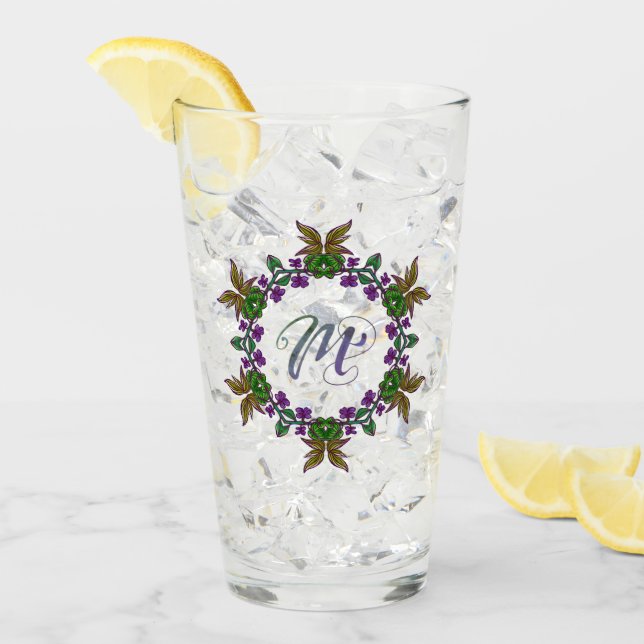 M Ursprunglig Unik och bisarr Boho Flowers Söt Glaskopp (Framsida Ice)