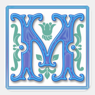 M - Vintagebrev M Fyrkantigt Klistermärke