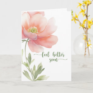Må Bättre Snart Elegant Stor Akvarell Blomma Kort