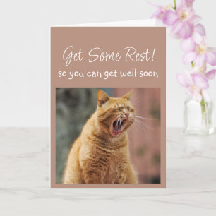 Må Bättre Snart Sömnig Gäspande Katt Djur Rolig Kort