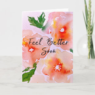 Må Bättre Snart Tillfriskna Akvarell Blommig Kort