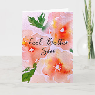 Må Bättre Snart Tillfriskna Akvarell Blommig Kort