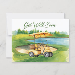 Må bra snart med golfvagn på grönt med Golf Vykort