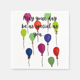 Må din dag vara speciell färgglada ballonger pappersservett