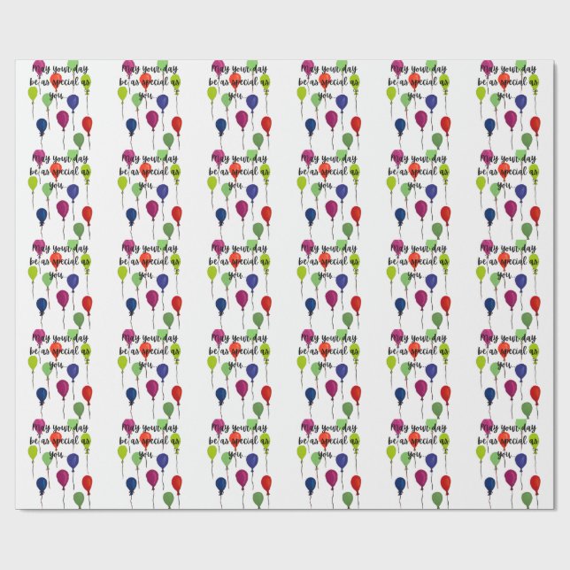 Må din dag vara speciella färgglada ballonger presentpapper (Platt)