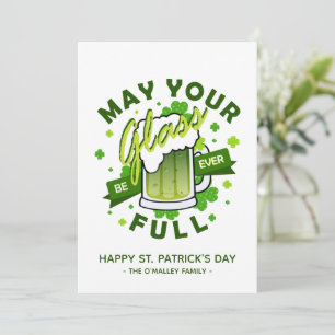 Må ditt glas vara fullt grönt öl Shamrock irländsk Julkort