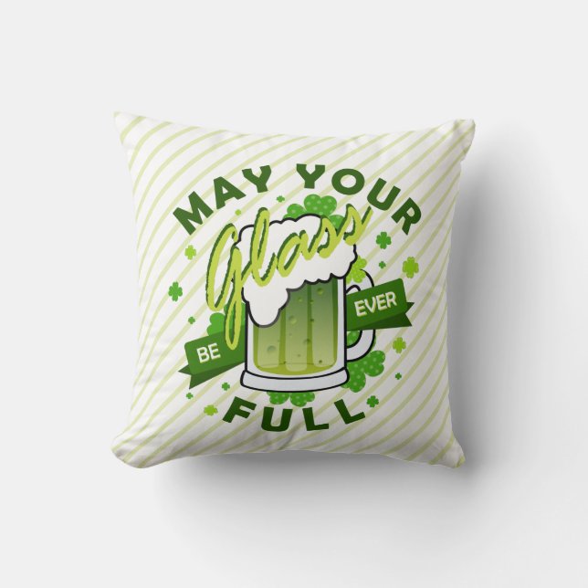 Må ditt glas vara fullt grönt öl St. Patrick's Kudde (Framsida)