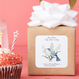 Må födelsemånaden Flower Lily i dalen Birthday Fyrkantigt Klistermärke