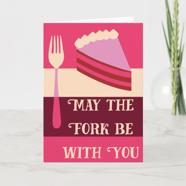 Må gaffeln vara med dig Rosa Birthday Card Kort (Framsida)