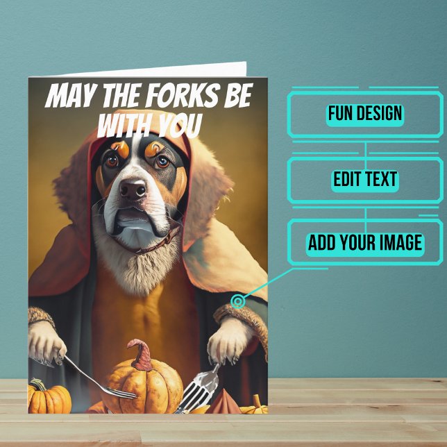 Må gafflarna vara med dig i Thanksgivingen Kort (Share your gratitude this year with a Thanksgiving greeting card using a fun and funny design.)