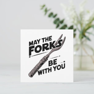 Må gafflarna vara med dig - luddig Fork Pun-design Inbjudningar