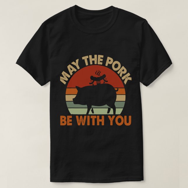 Må Gris vara med dig Ham Bacon Swine Funny BBQ T Shirt (Design framsida)